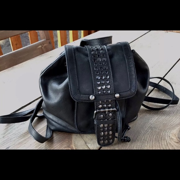 Freebird by Steven Black Leather Bag Backpack - Picture 5 of 7